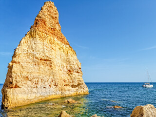Cliffs and caves in Benagil, Algarve, Portugal - 728850507