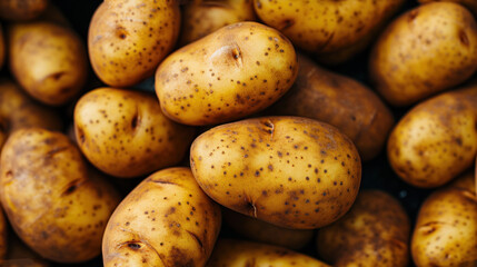  a pile of potatoes sitting next to each other on top of a pile of other potatoes on top of a pile of other potatoes on top of each other potatoes.