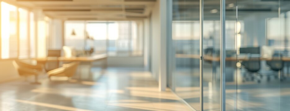 Blurry Conference Room With empty open space office