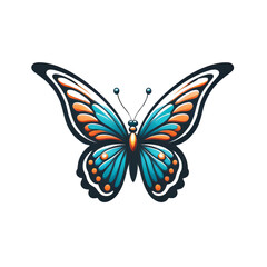 Elegant Butterfly Logo Illustration in Vibrant Colors, Detailed Wings Design PNG