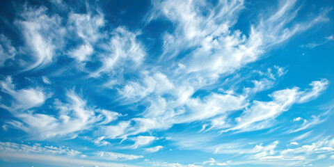 Blue sky and white cirrocumulus clouds texture - obrazy, fototapety, plakaty