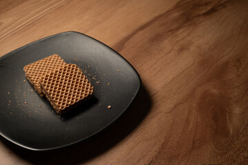 chocolate cake on wooden table