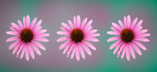 Colorful 'Echinacea' flower blossom. Cut out. Floral patterns, wallpapers and backgrounds. Image manipulation. A playful image