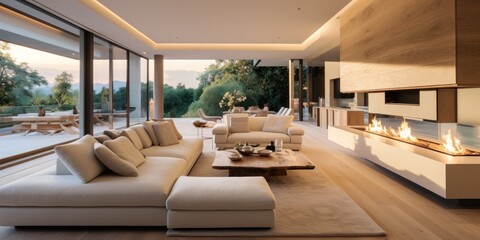 Fototapeta premium Stunning living room in contemporary villa.