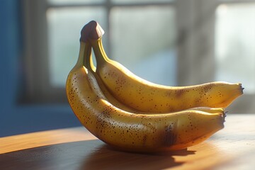 Bananas basking in sunlight, their golden hues speaking of mellow sweetness and tropical warmth.

