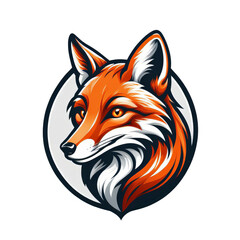 Obraz premium Fox Logo Illustration - Orange and White Fox Head with Gray Circle Border, Modern and Elegant Design for Business Branding