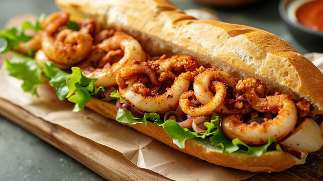 Bocadillo de Calamares - Squid Sandwich Delight Photo