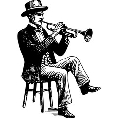Naklejka premium Old Fashioned Man Playing Trumpet