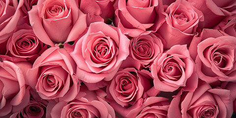 Closeup a bouquet of pink roses flower texture