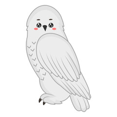 Cute snow owl vector isolated on white background