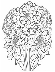 Fototapeta premium flowers coloring book for children and adults