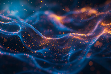 3D abstract web of neural networks futuristic tech background. Artificial intelligence and machine learning concept