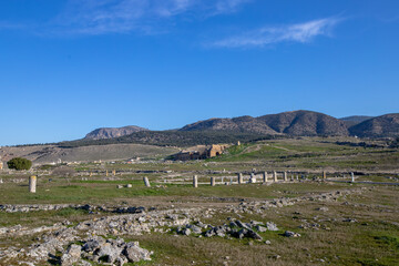 Hierapolis Ancient City in Pamukkale, Roman period ruins.
