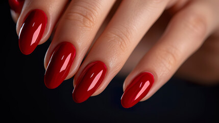 Glamour woman hand with classic red nail polish