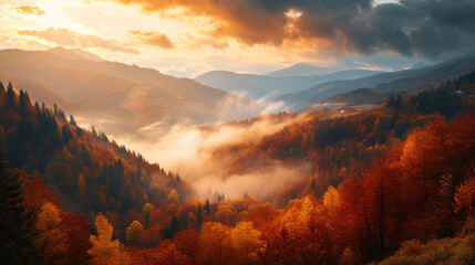 Fototapeta na wymiar Beautiful landscape of mountains during autumn.