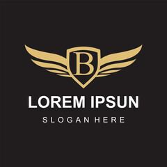 Vector wing logo on letter