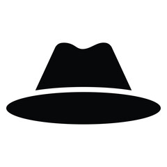 Fedora Hat icon logo. Gentleman Hat. Headdress black fedora isolated on white background. Pictogram symbol. Vector illustration.