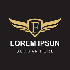 Vector wing logo on letter