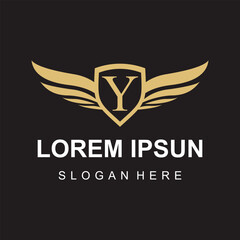 Vector wing logo on letter