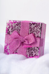 pink valentines box gift with ribbon 