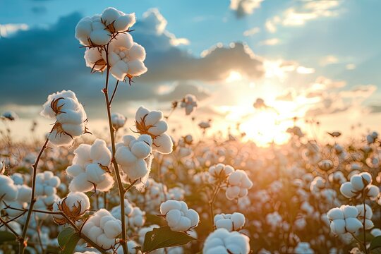 Agriculture High yield cotton capsules under picturesque skies boosting productivity Agribusiness