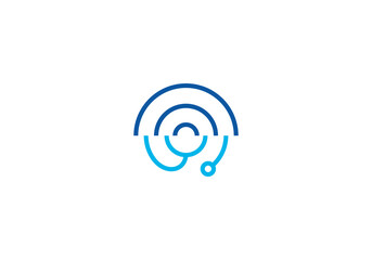 stethoscope and signal wifi logo. online doctor logo. health and medical symbol icon design