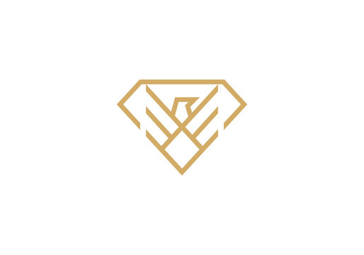 diamond and eagle logo icon design template