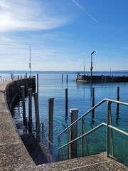 Fototapeta premium Sunny day in Meersburg, Germany, lake Constance