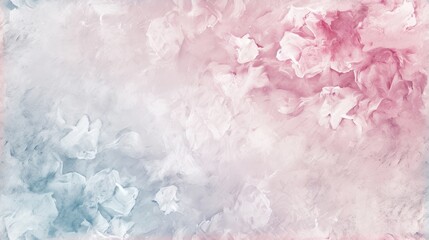  a painting of pink and blue flowers on a pink and blue background with a pink border in the middle of the picture and a pink border in the middle of the picture.