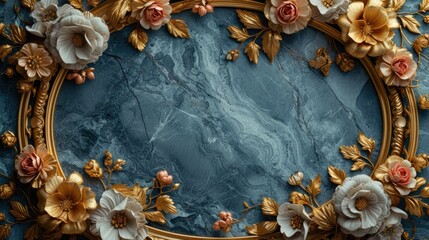 Obraz na płótnie Canvas a gold frame in a marble background
