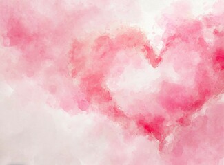 Obraz premium Heart shape pink watercolor paint design wallpaper