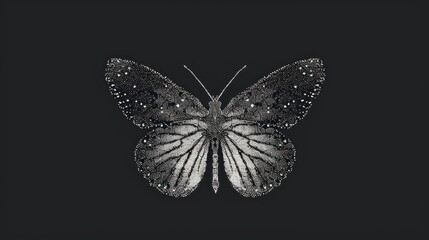  a black and white photo of a butterfly on a black background with a white outline of a butterfly in the center of the image, and a black background with a.