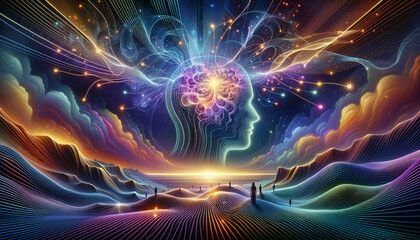 Abstract Neural Network in Vibrant Landscape