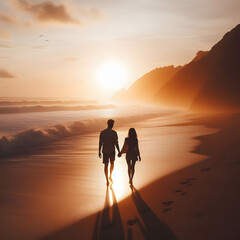 silhouette of a person walking on the beach