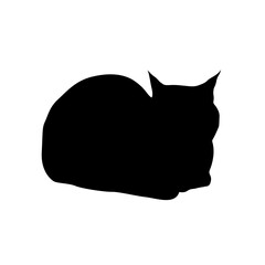 Silhouette of a cat crouching down, vector illustration