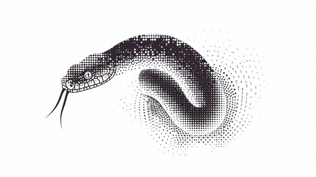  a black and white drawing of a hand with a snake in the middle of it's arm and a circle of dots in the middle of the upper half of the image.