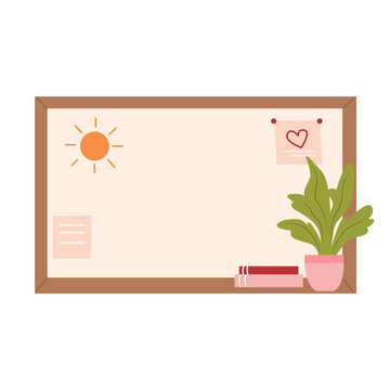  blackboard for notes with a picture of a sun, a flower in a pot and a heart. office writing board. school writing board