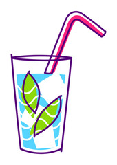 Mojito cocktail in glass. Alcoholic drink illustration.