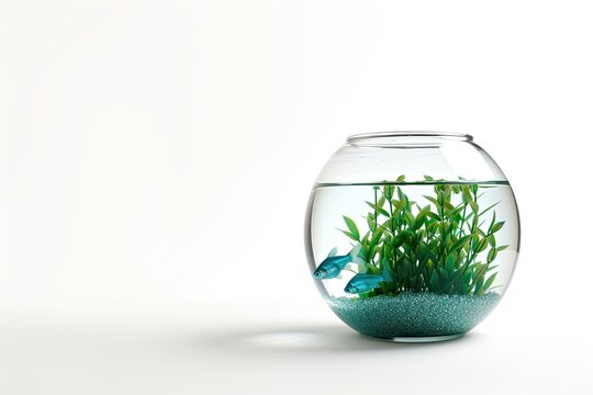 Isolated fish bowl on white background