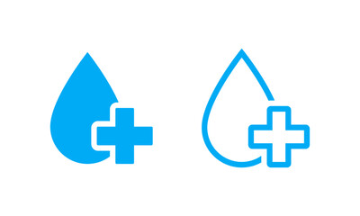 Water drop with plus icon set