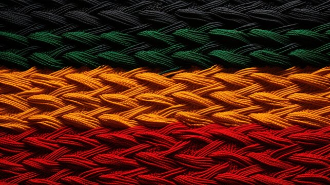 Red, Yellow, Green and Black hand woven blanket.