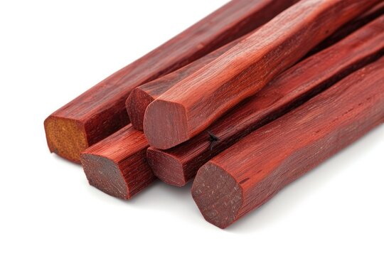 Isolated red sandalwood sticks on white