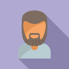 Character beard icon flat vector. Mature man. Style portrait male