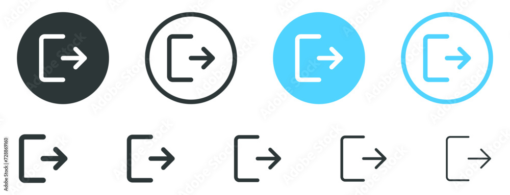 Poster User logout icon set. Website account log out line icon. Vector illustration. Logout exit icon symbol collection