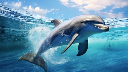 Dolphin in the sea. Neural network AI generated art