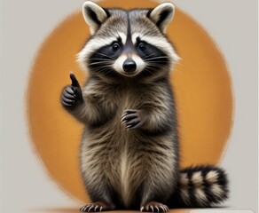 Obraz premium A raccoon giving a thumbs up isolated on white background