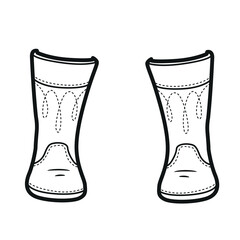 High boots with ornamental stitching outline for coloring on a white background