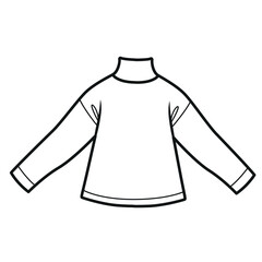 Casual unisex turtleneck outline for coloring on a white background