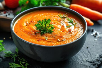 Vegetarian carrot soup promoting healthy eating