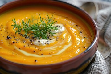 Vegetarian carrot soup Close up